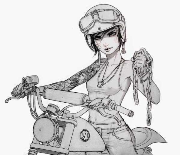 Байкерша арт