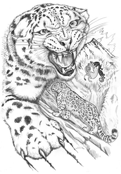 Портрет ручной работы снежный Барс БАКИСОР