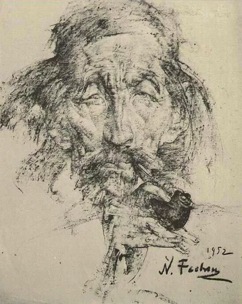 Николай Фешин портреты углем