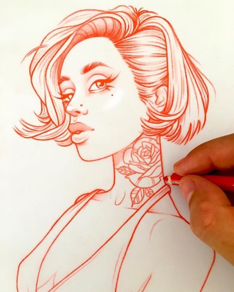 Скетчи красным карандашом