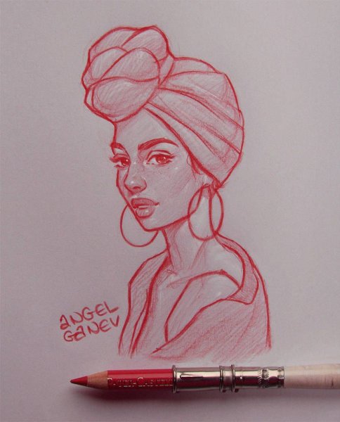 Скетчи красным карандашом