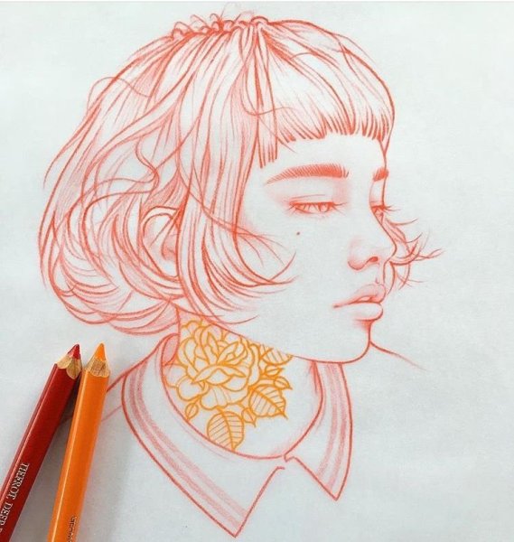 Скетчи цветными карандашами