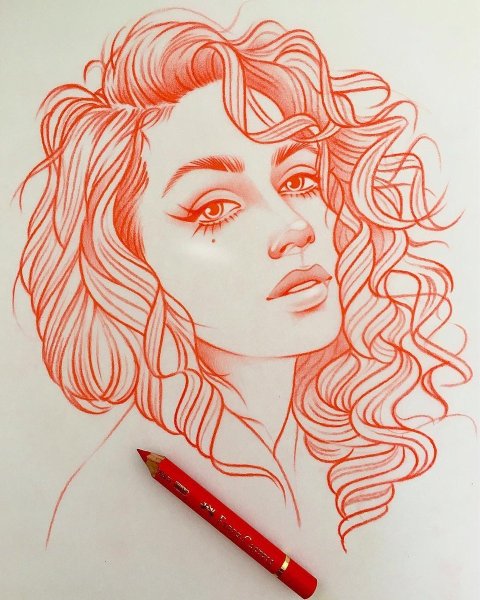 Локоны карандашом