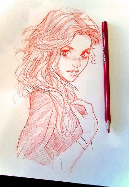 Скетч красной ручкой