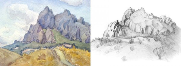 Скалы рисунок карандашом