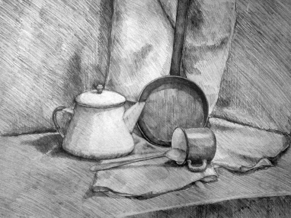 Рисование натюрморта из бытовых предметов