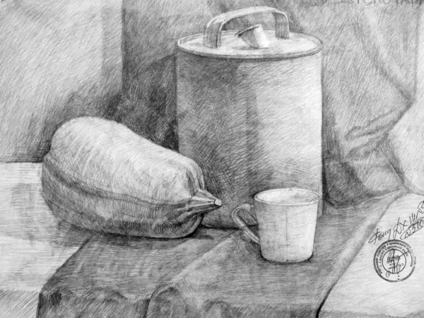 Натюрморт из предметов быта рисунок