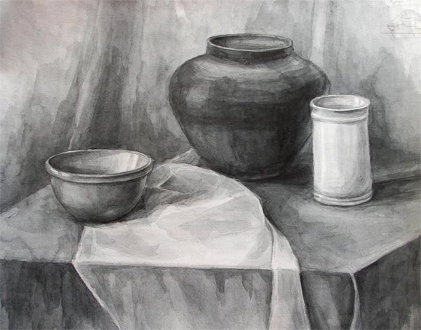 Этюд в технике гризайль