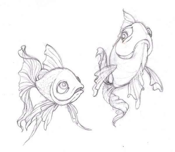 Рыбы карандашом для срисовки