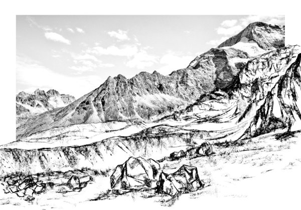 Горы Кавказа гравюра