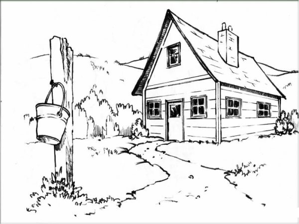 Деревня карандашом