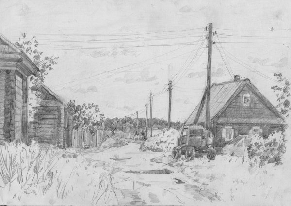 Деревня рисунок