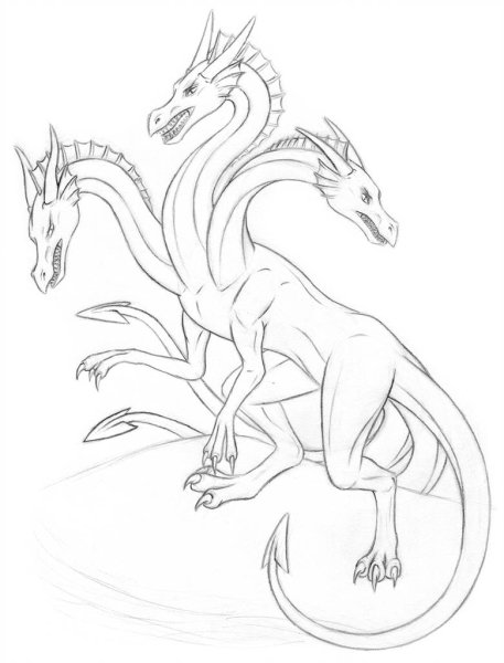 Трехголовый дракон draw hydra