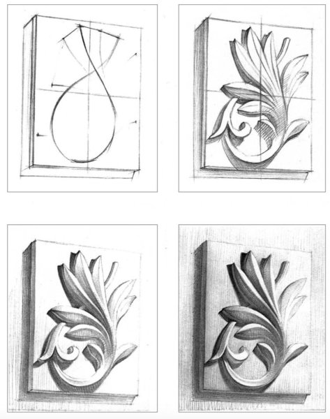 Гипсовая розетка пятилистник Академический рисунок