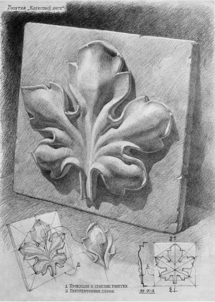 Гипсовая розетка трилистник построение