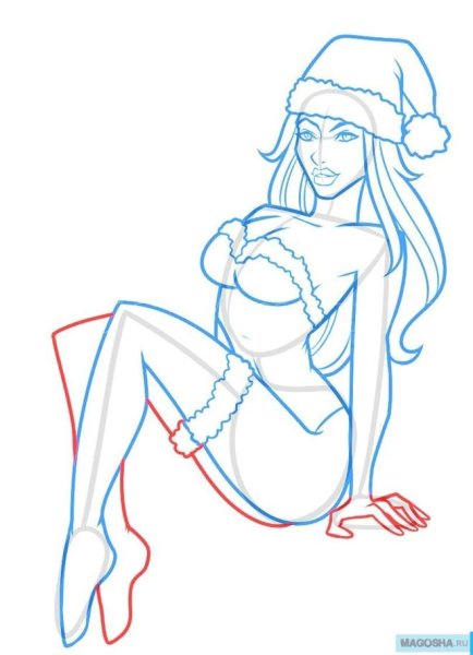 Рисование снегурки поэтапно