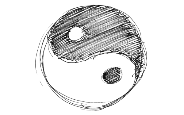 Инь Янь карандашом