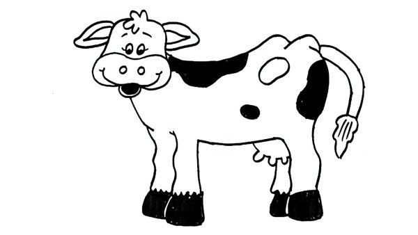 Корова карандашом для детей