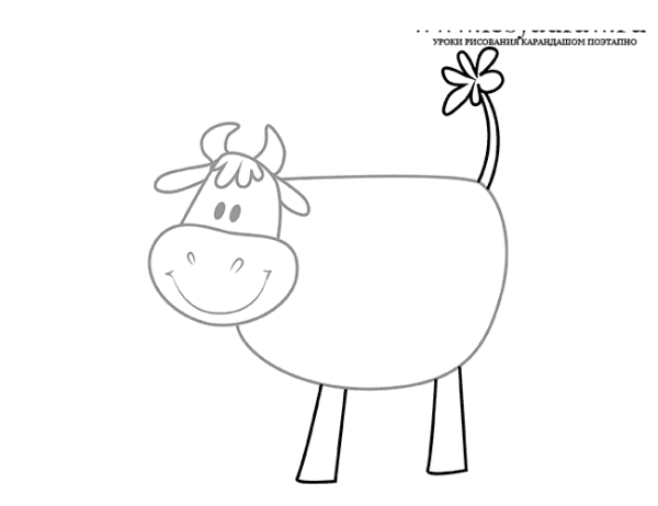 Контур коровы вид сбоку
