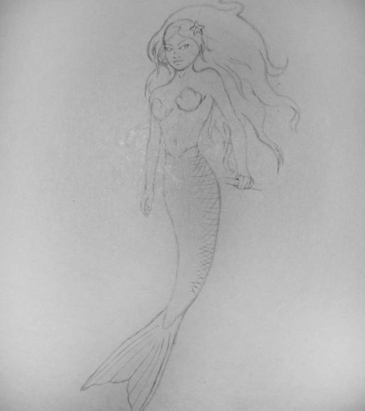 Ариэль рисунок карандашом