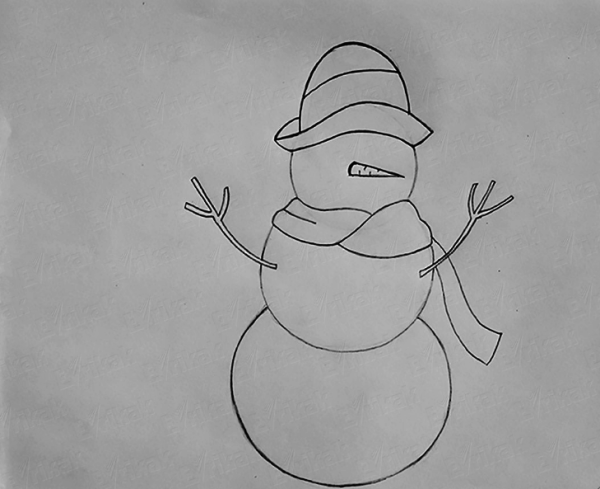 Снеговик карандашом