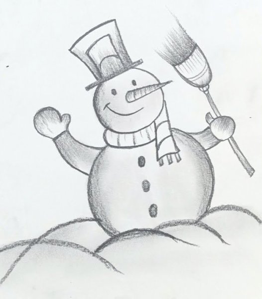 Раскраска Снеговик для детей 2-3 лет