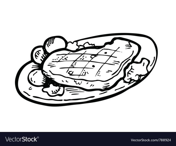 Раскраска мясо на тарелке