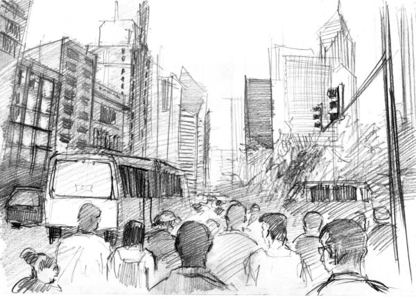 Скетч люди в городе