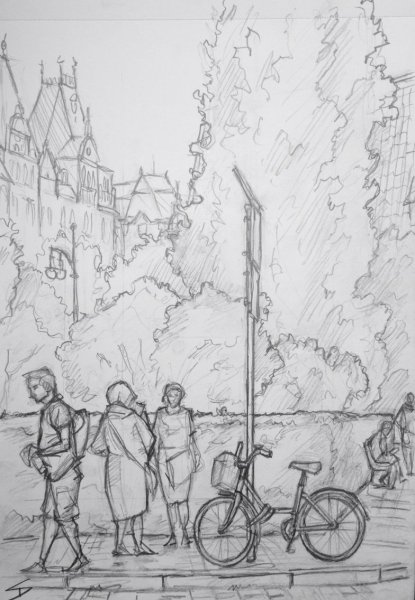 Горожане рисунок карандашом