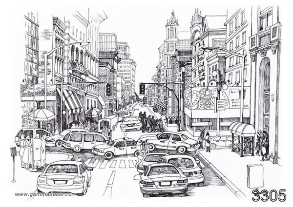 Скетч автомобили город