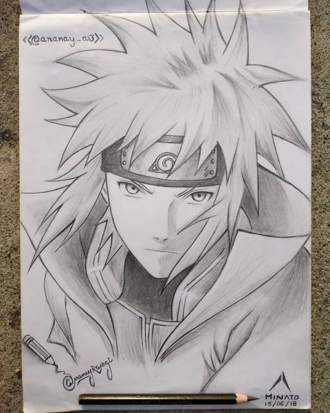 Минато и Наруто рисунок
