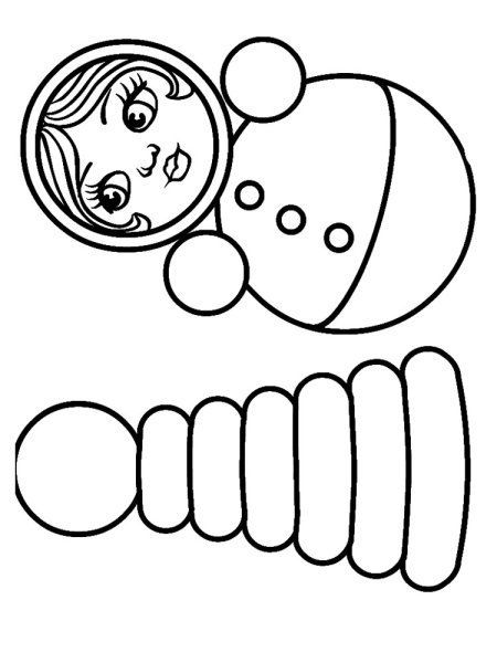 Неваляшка раскраска с цветным контуром