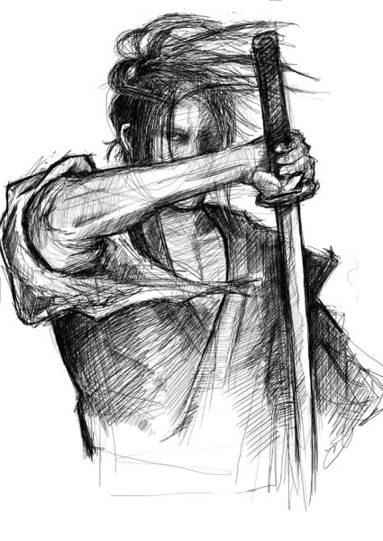 Самурай рисунок карандашом срисовка