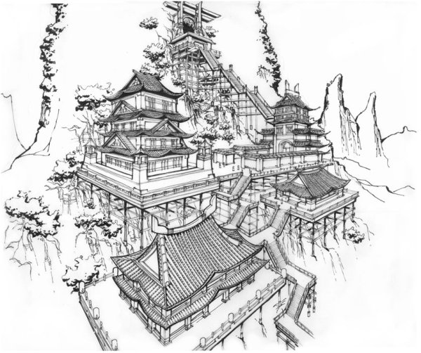 Китайская архитектура карандашом