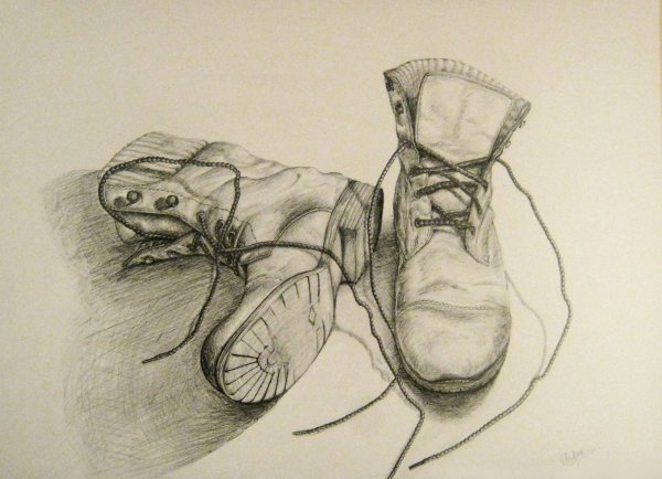 Поэтапное рисование лаптя