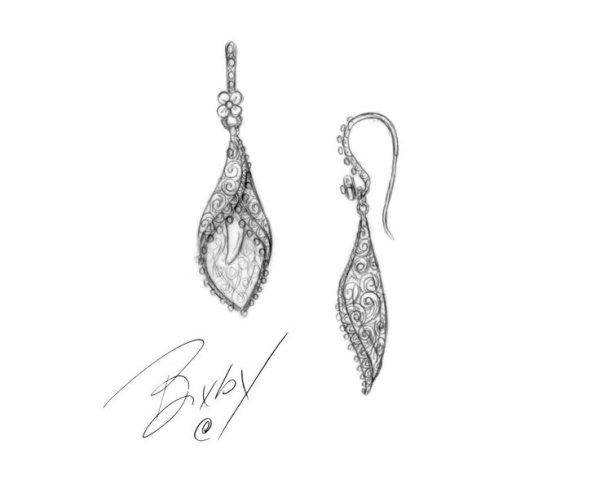 Эскизы украшений серьги