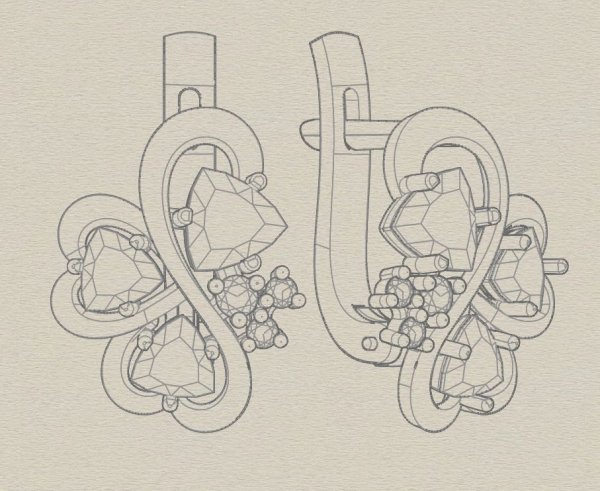 Эскизы ювелирных украшений серьги