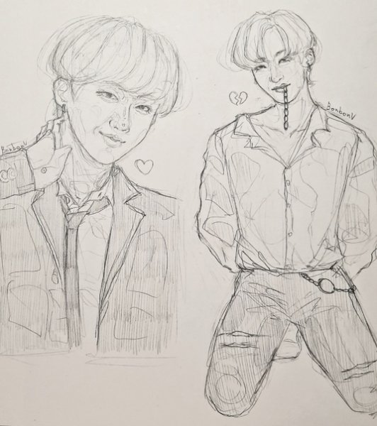 Чанбин арт карандашом