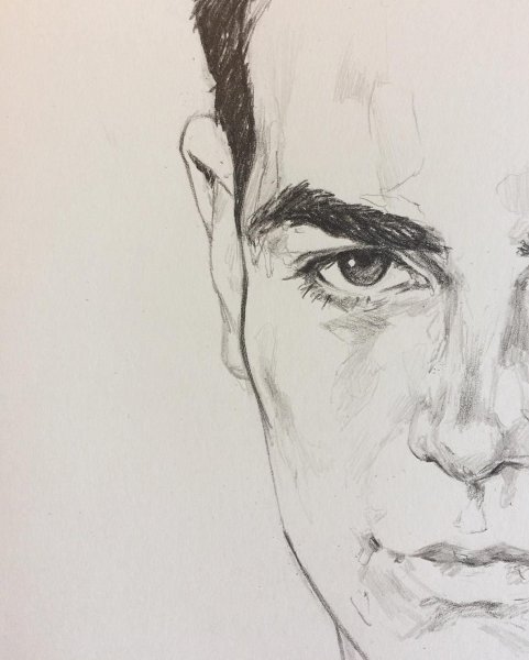 Лицо в профиль карандашом мужское