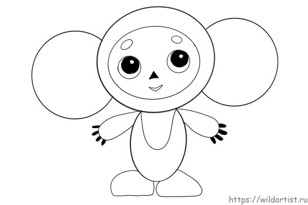 Рисование Чебурашка в старшей группе