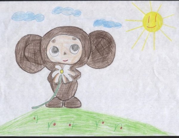 Чебурашка рисунок карандашом