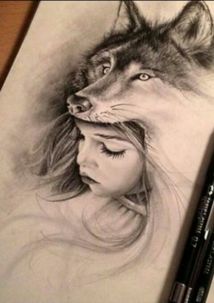 Тату волк для девушки