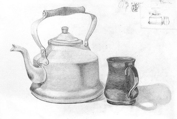 Металлический чайник карандашом
