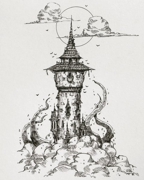 Эйфелева башня рисунок карандашом