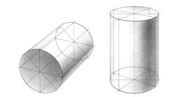 Рисование с натуры предметов цилиндрической формы.
