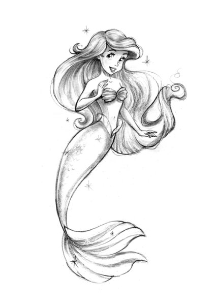 Срисовки Дисней Русалочка