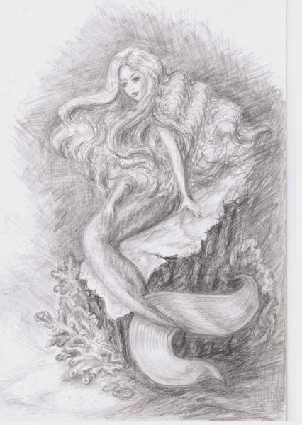 Русалка карандашом