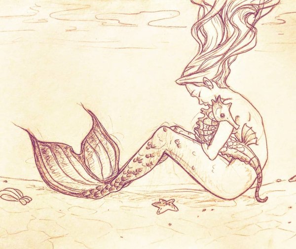 Русалка карандашом профессионально