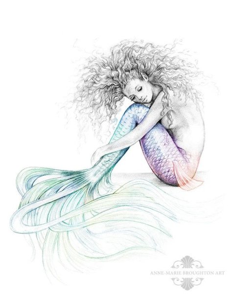 Русалка со спины карандашом