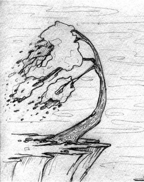 Обрыв карандашом